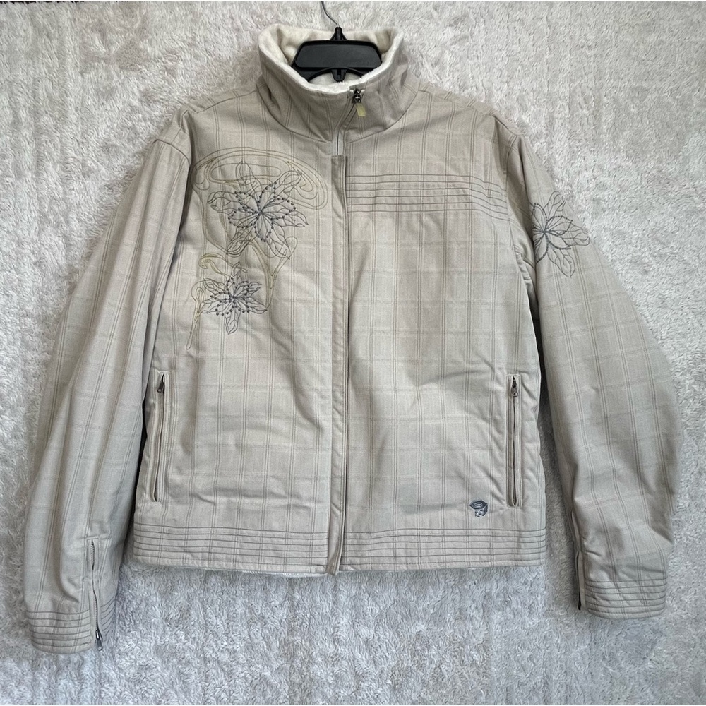 Mountain Hardwear Womens Embroidered Coat Jacket Faux Fur Trim Sz Large